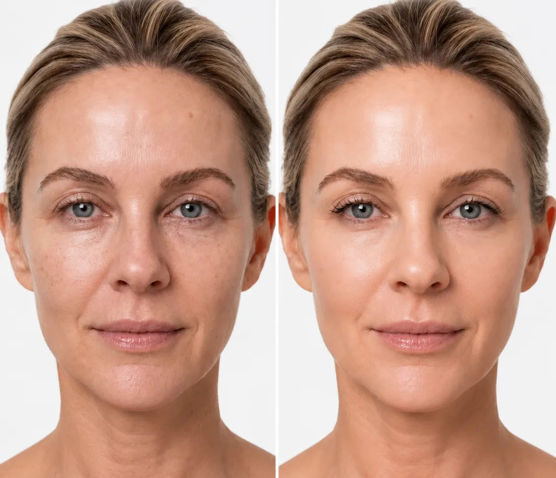 Le bas du visage et le cou, avant et après