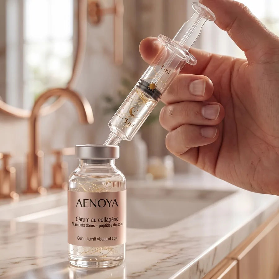 Étape 1 : Prélève le sérum avec la seringue cosmétique.