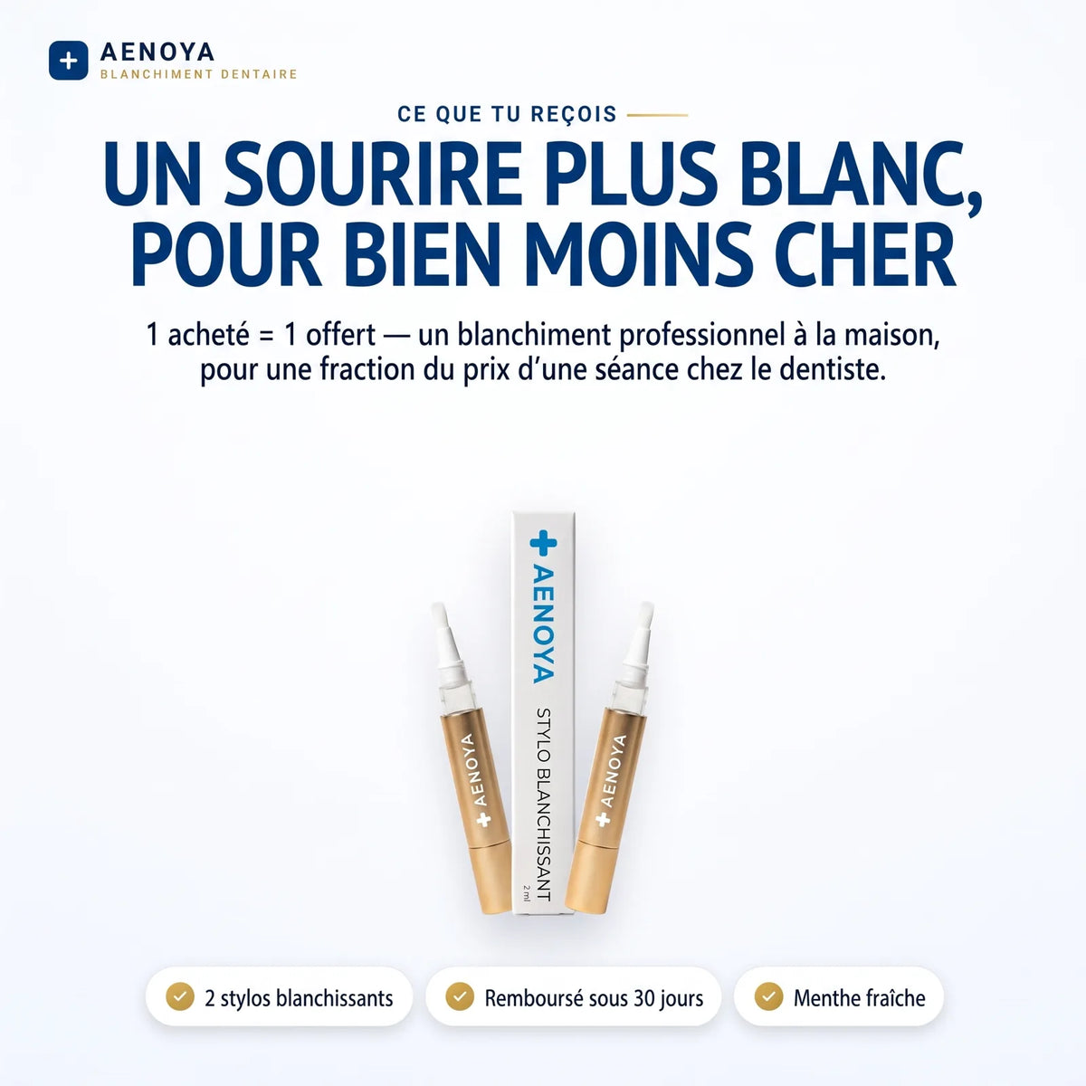 Ce que tu reçois : 2 stylos blanchissants