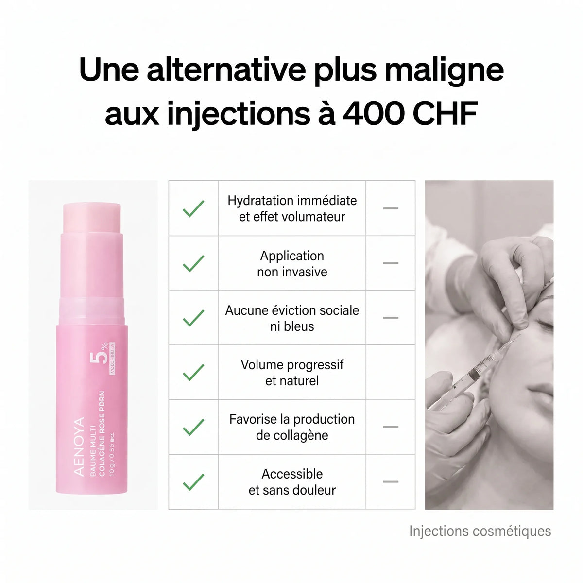 Le baume comparé aux injections cosmétiques
