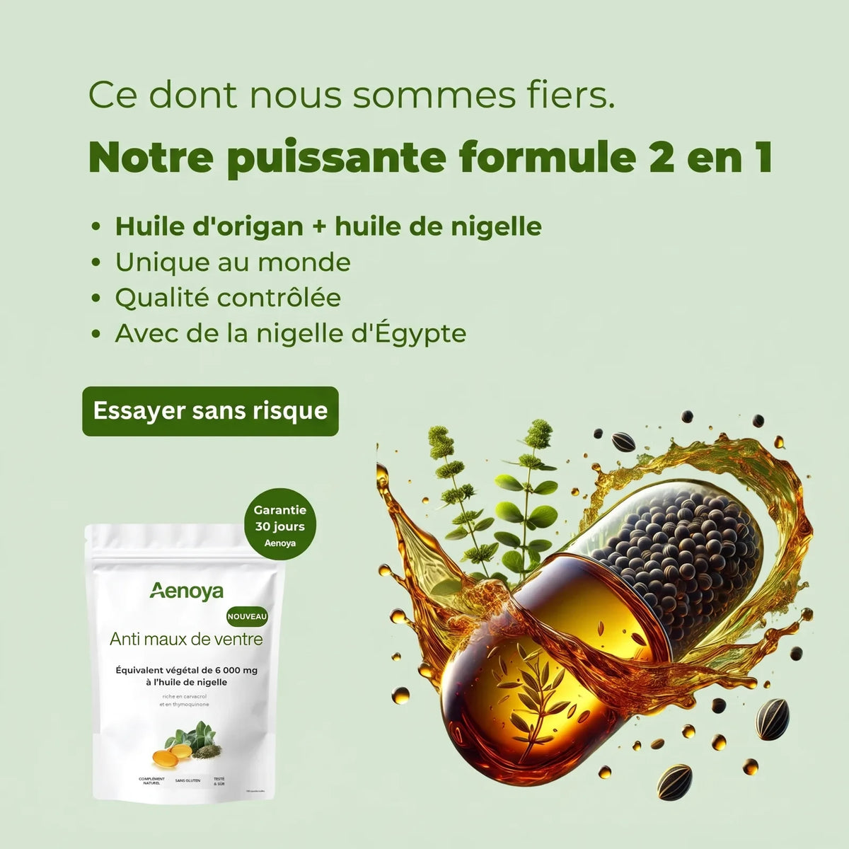 Notre formule 2 en 1 : huile d'origan + huile de nigelle