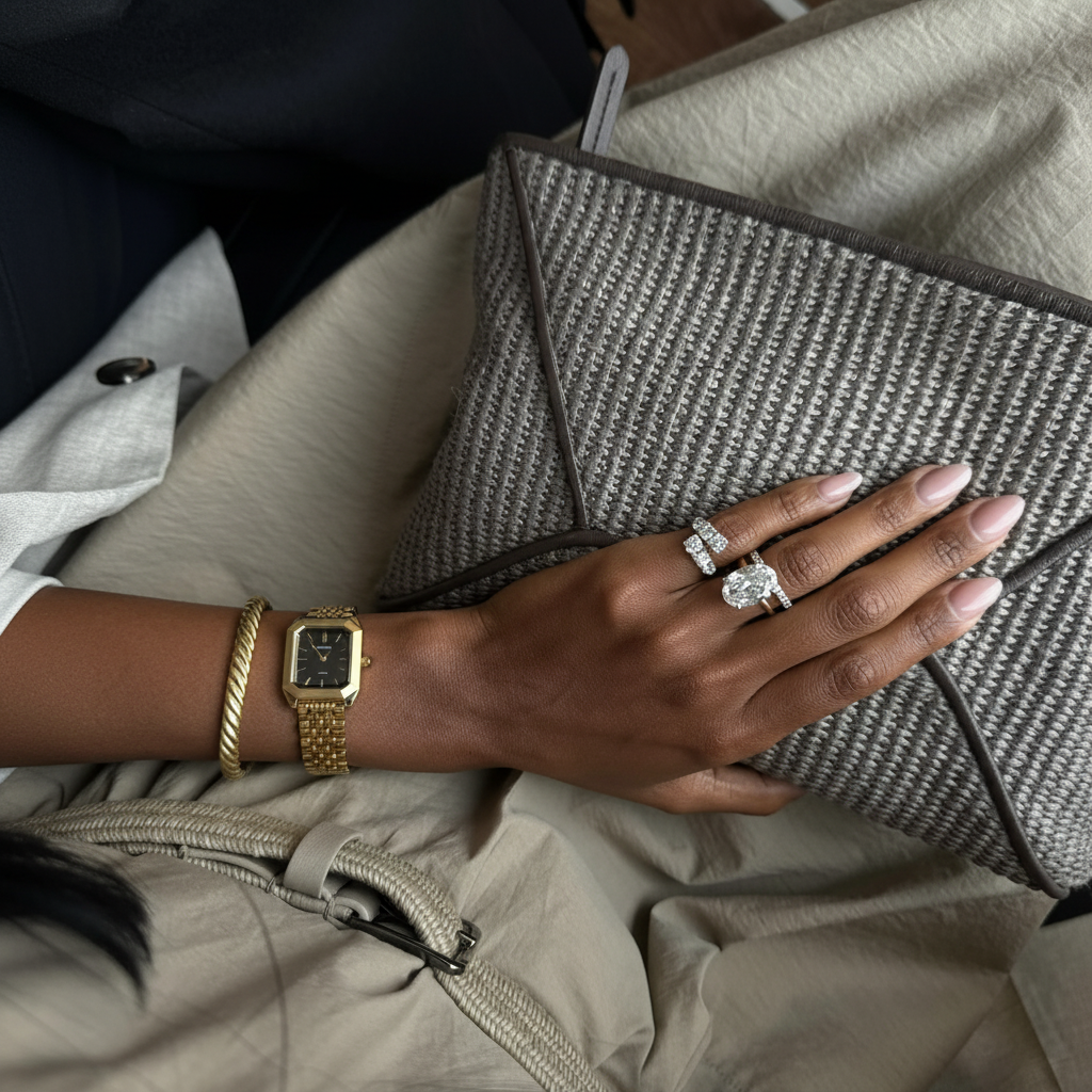 Acier inoxydable plaqué or 14 carats de qualité supérieure / Noir