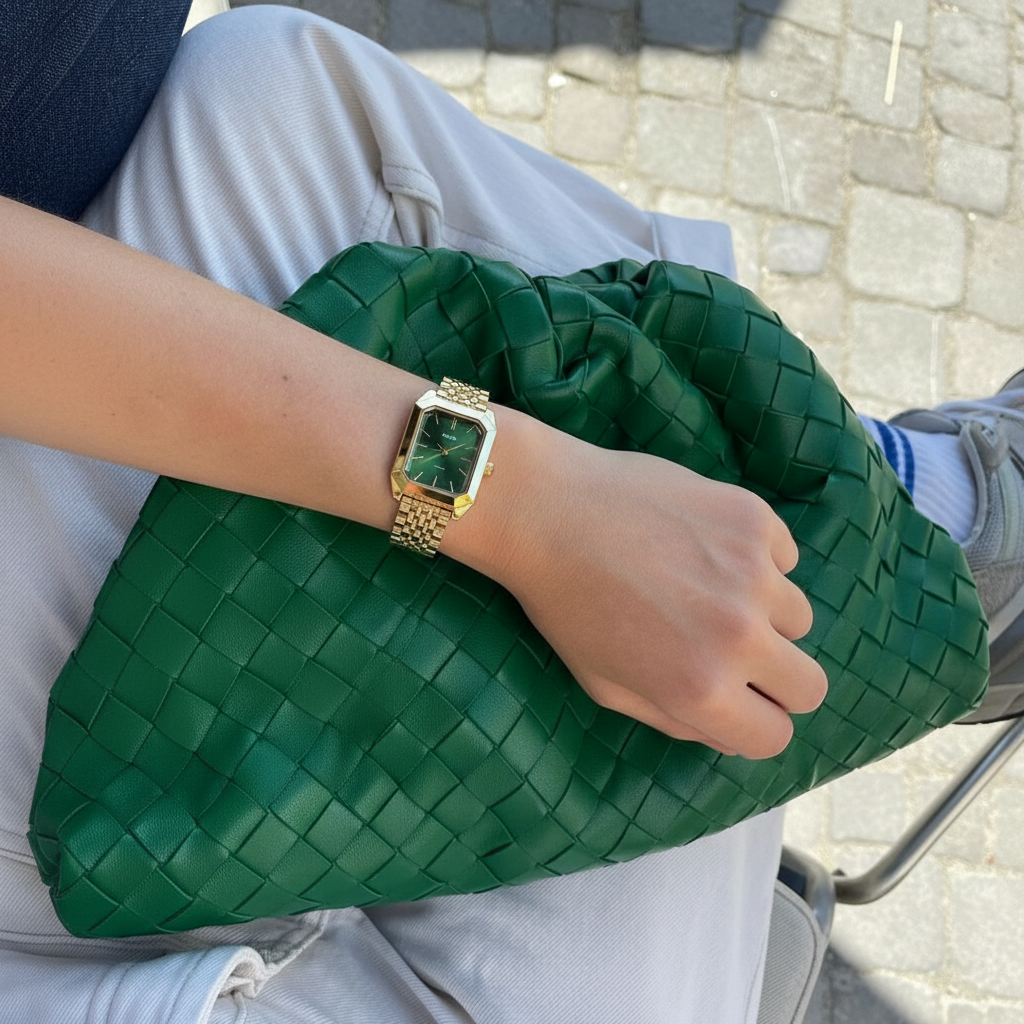 Acier inoxydable plaqué or 14 carats de qualité supérieure / Vert