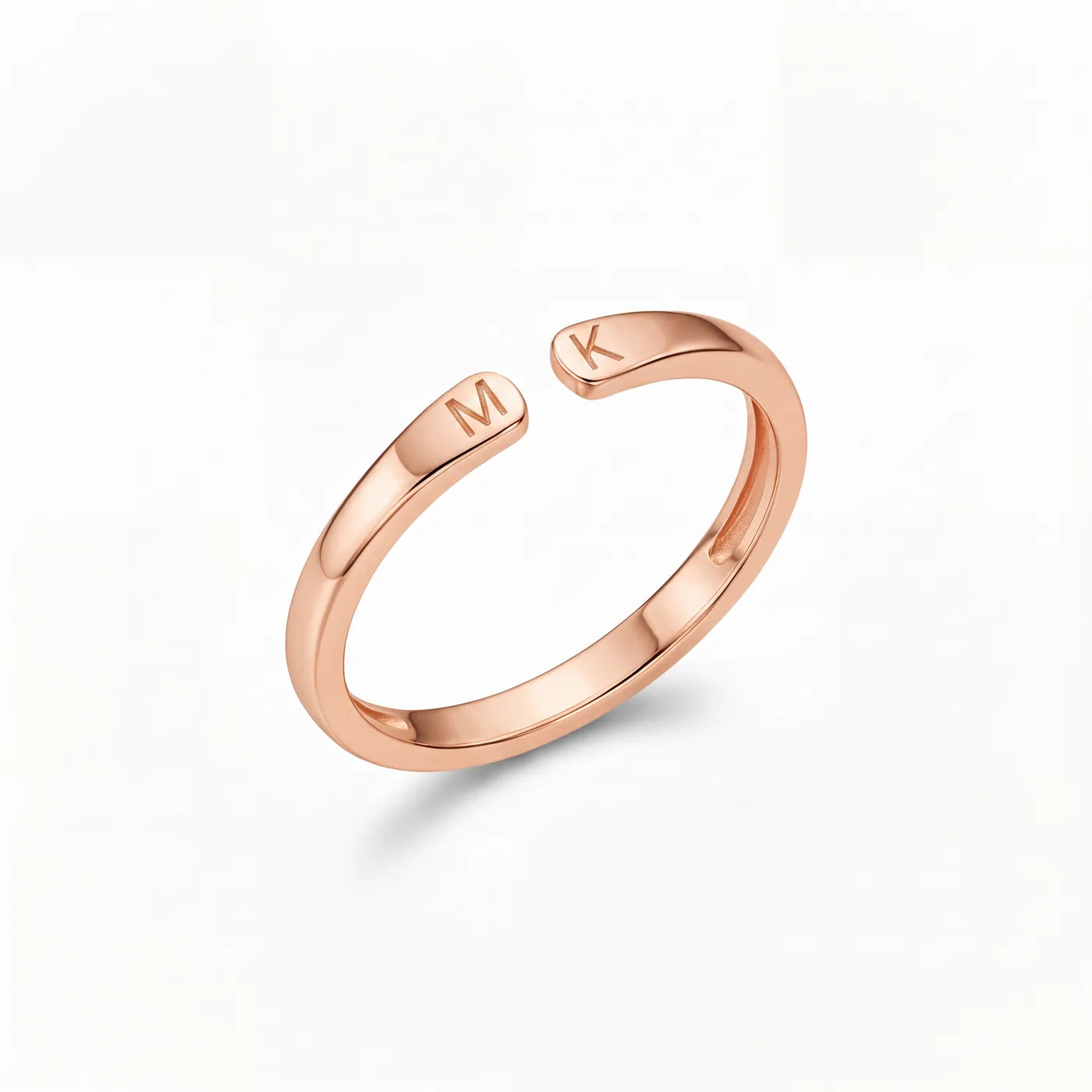 Bague initiales ajustable Aenoya, finition or rose