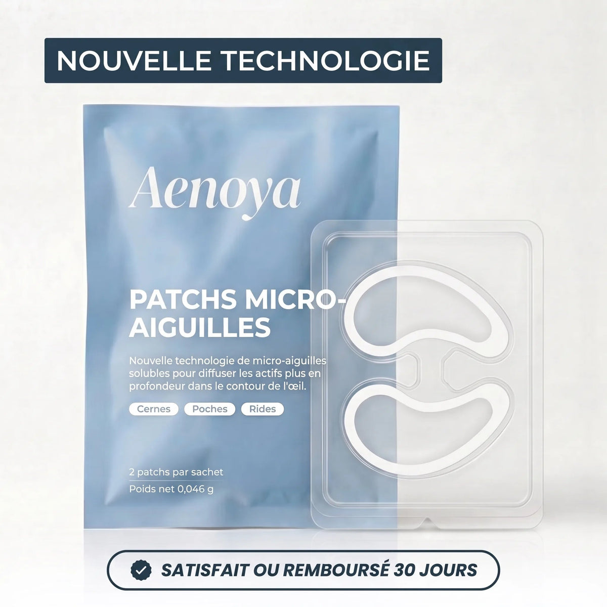 Sachet et patchs micro-aiguilles Aenoya pour le contour des yeux