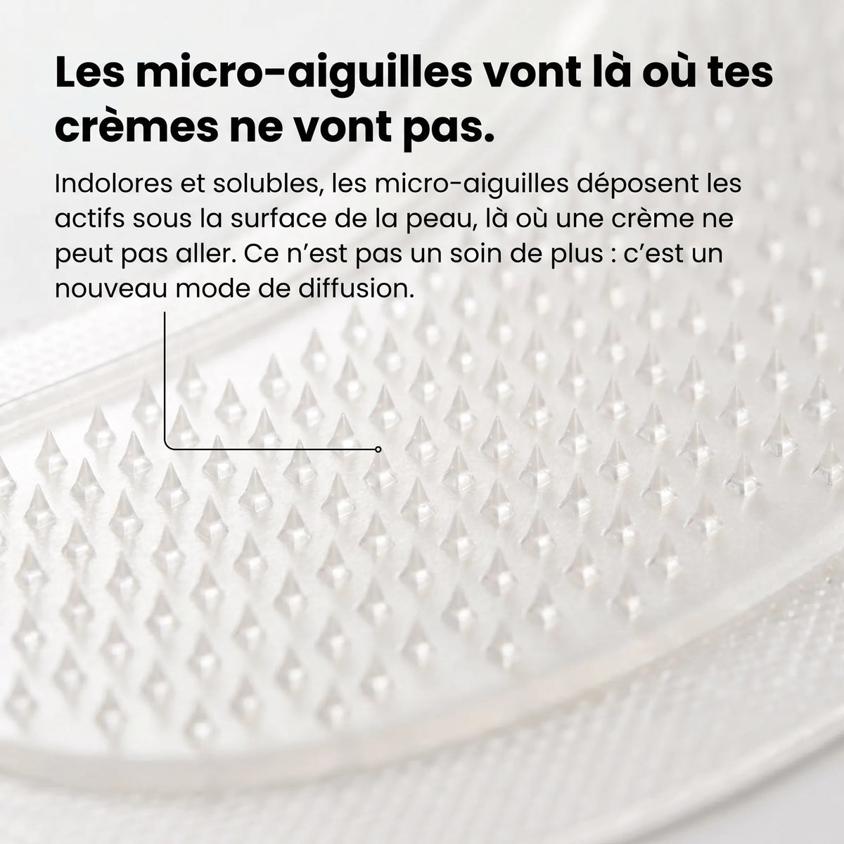 Les micro-aiguilles du patch vues de très près