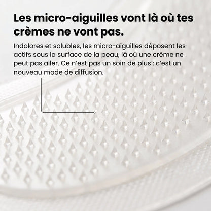 Les micro-aiguilles du patch vues de très près