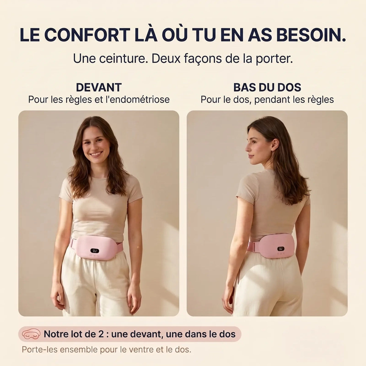 Ceinture portée devant ou dans le bas du dos