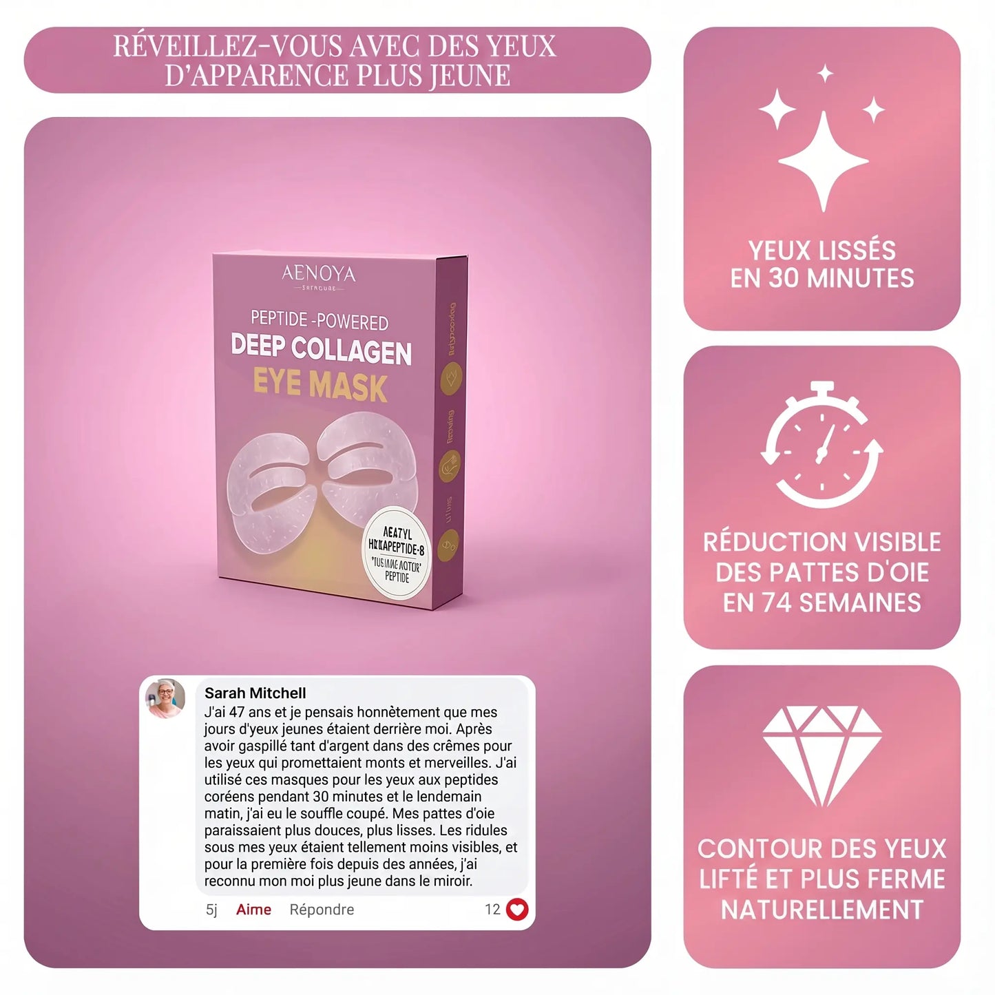 Masque yeux repulpant au collagène profond & peptides anti-rides