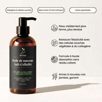 Huile de massage anti-cellulite (enrichie en collagène et en cellules souches)