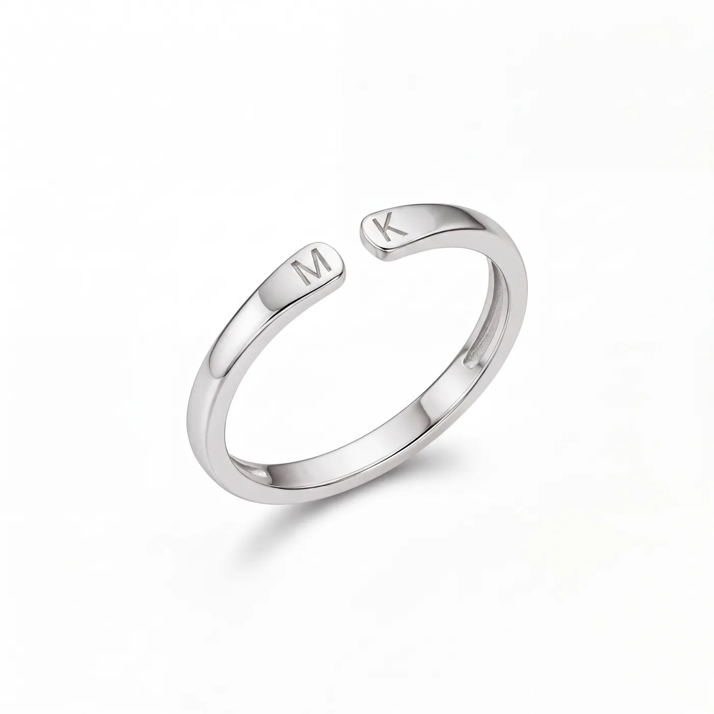 Bague initiales argent&eacute;e