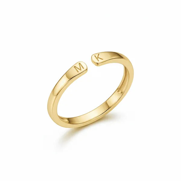 Bague initiales dor&eacute;e