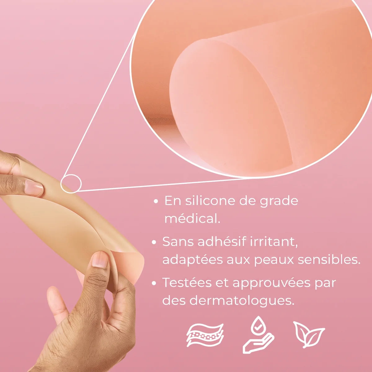 Silicone de grade m&eacute;dical, sans adh&eacute;sif