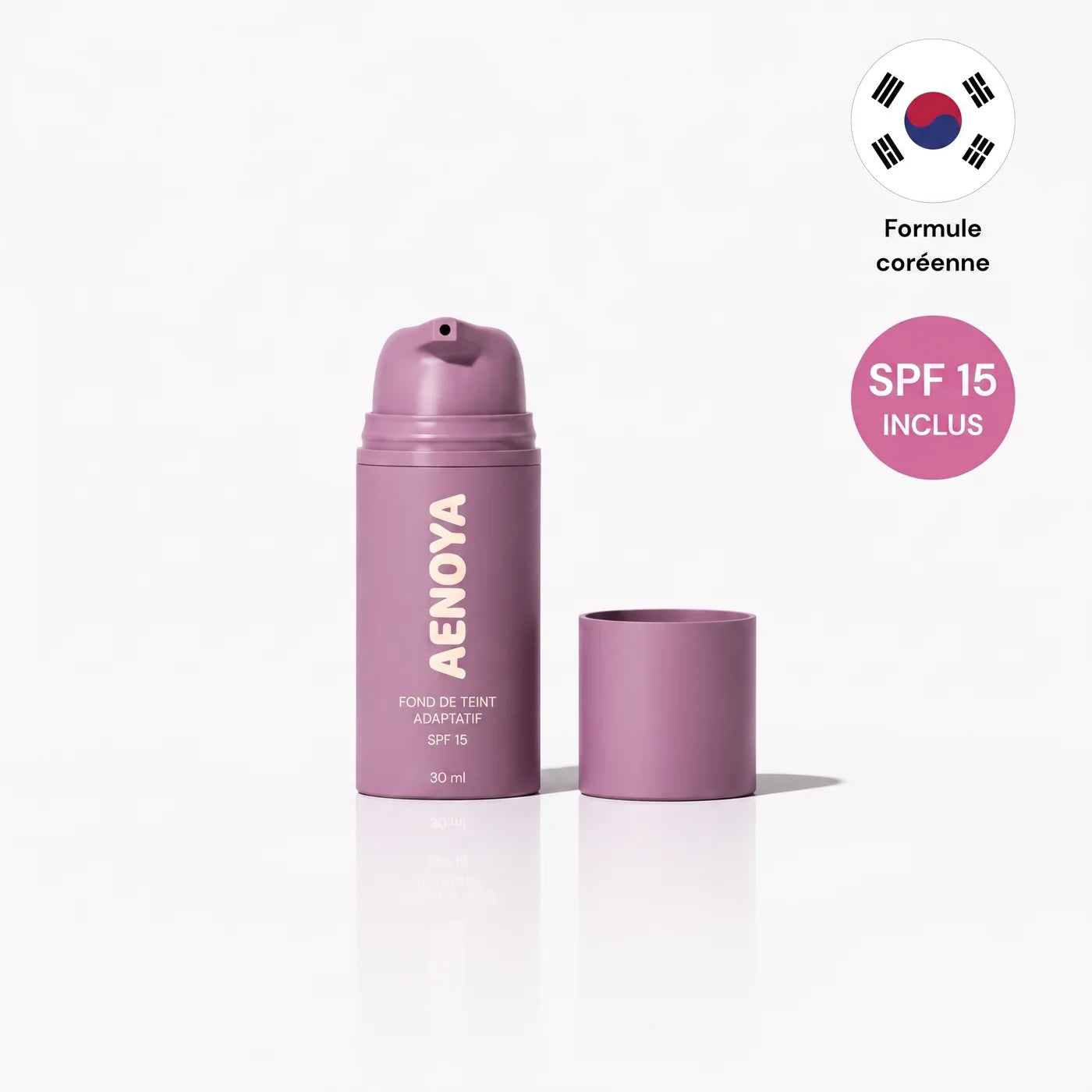 Le flacon 30 ml du fond de teint adaptatif Aenoya